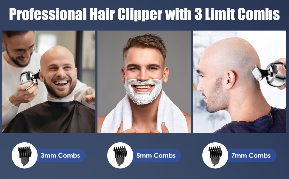 Електричний гостростример для голивної голови Glatzen, 6-в-1, з плаваючою насадкою 9D, IPX7 водонепроникний, LED дисплей, Type-C, для чоловіків