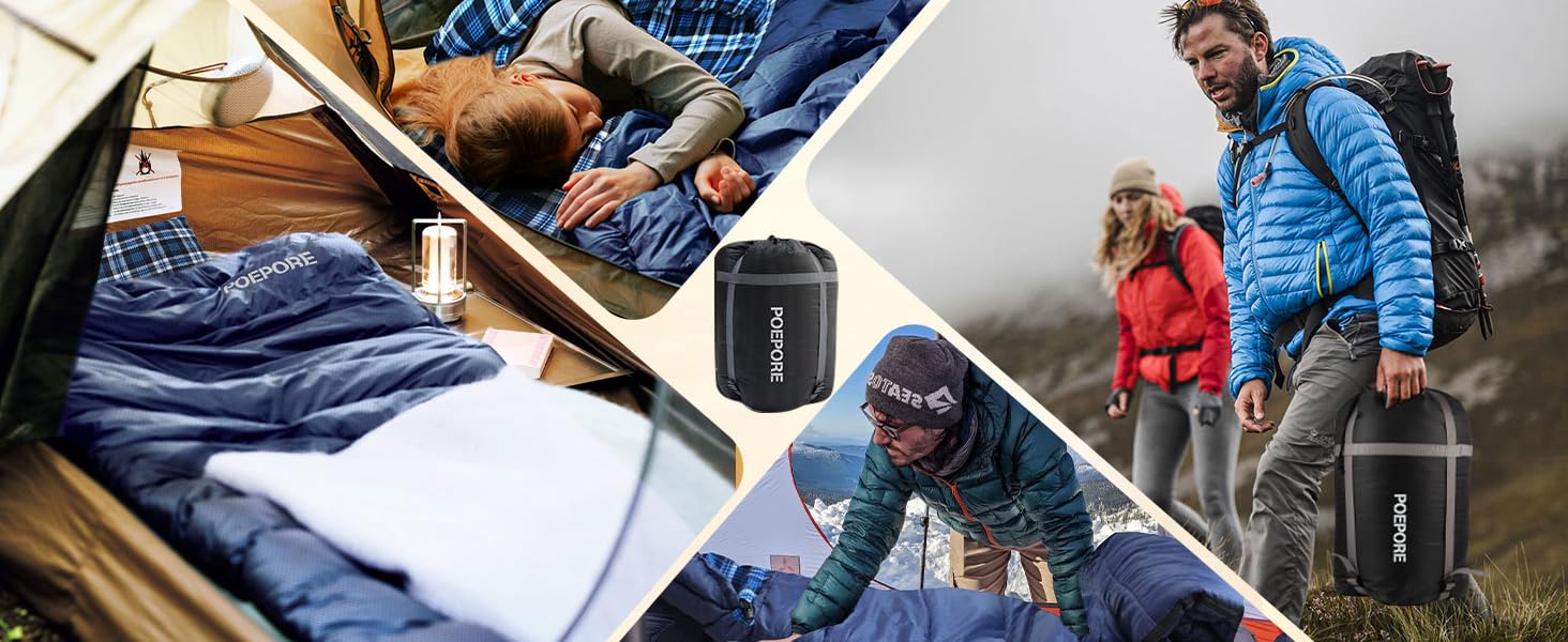 Сплячий мішок XXL для дорослих, 3-4 сезони, фланель, для кемпінгу та зимових пригод, 230x90 см, блакитний