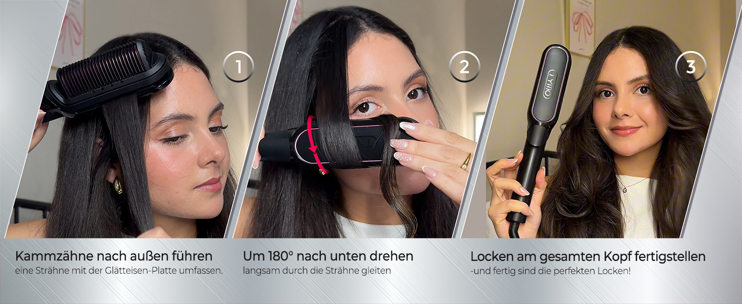 TYMO Випрямляч для волосся - щітка 2-в-1: випрямлення та локони, іонізація, кератин, захист від пошкоджень, для всіх типів волосся