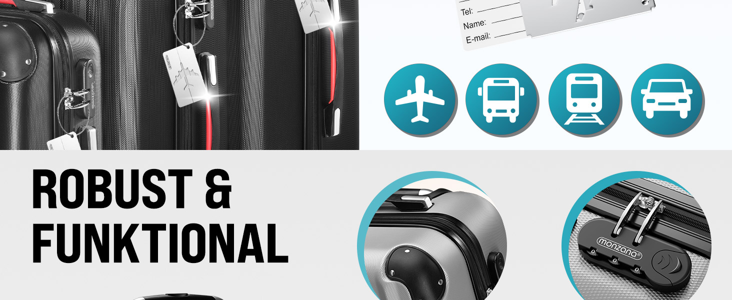 Набір валіз Monzana® 3шт. Зелений - M-L-XL з замком, органайзером та вагами - з гелевими ручками, подвійними колесами, підставкою, валіза-тележка, валіза з жорстким корпусом, багажний набір