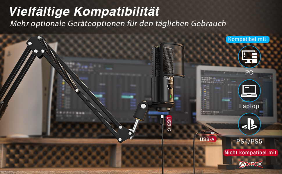 Мікрофон FIFINE T669PRO1: Комплект з кріпленням на штатив, для запису вокалу, подкастів та стрімінгу