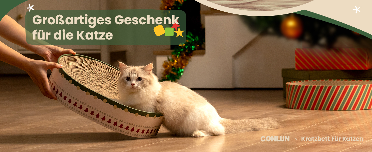 Кігтеточки для котів Conlun 2 в 1: овальні, з мискою та гніздом. Імітація ялинки. Розмір 43x33x10 см