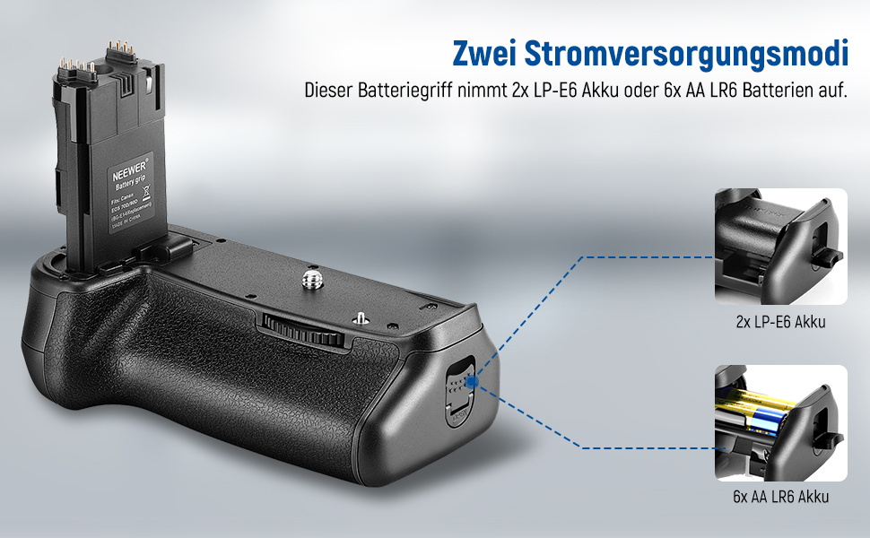 NEEWER Вертикальний ручка-батарея для Canon EOS 90D 80D 70D (замінник BG-E14)