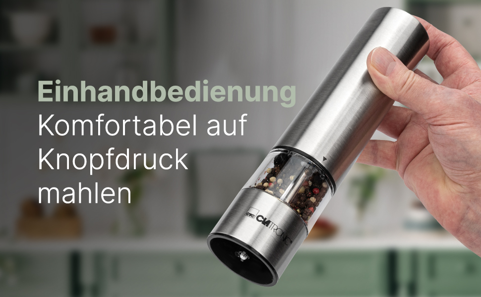 Електрична мельниця Clatronic® для солі та перцю | Керамічний жорно | Регулювання помелу | З підсвіткою | Зручна в використанні | PSM 3004 N