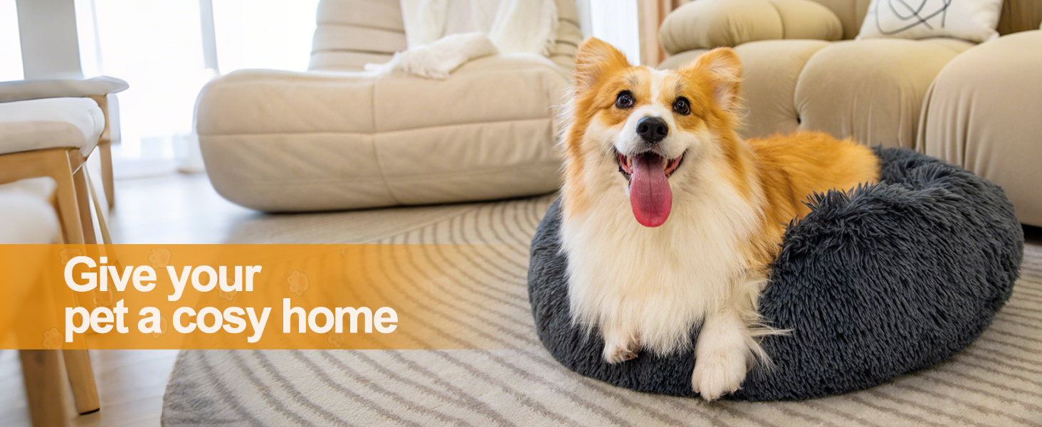 Килимок для котів Donwei, плюшевий лежак для собак, кругла подушка для котів, миючий плюшевий кошик для котів, лежанка для кошенят, диванчик для маленьких собак та котів (50 см, темно-сірий)