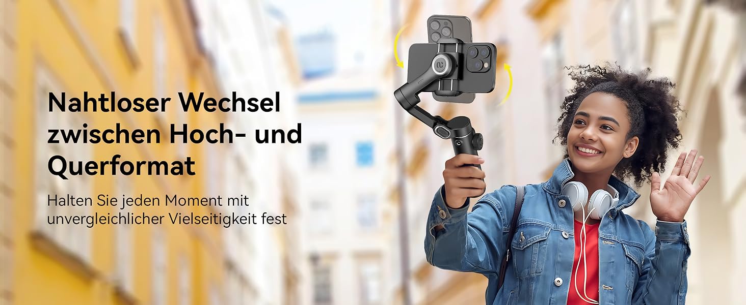 Стабілізатор для смартфона AOCHUAN X2: 3-осьовий гімбал з OLED-дисплеєм та 7.8-дюймовою штангою, чорний