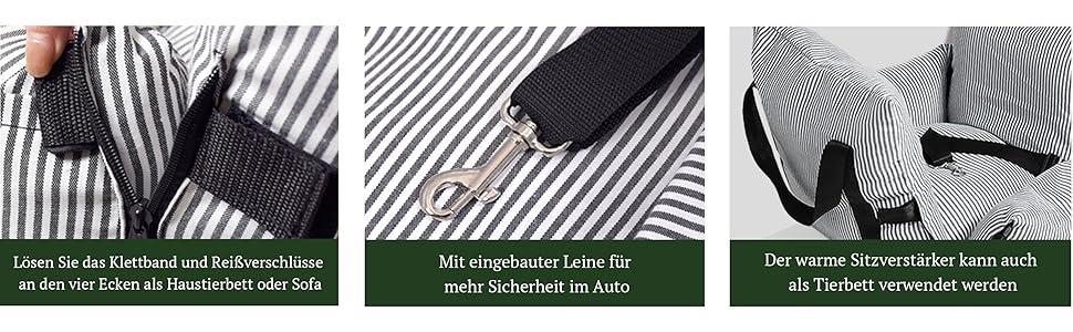 Підвищувач для автокрісла Johnear для собак до 30 кг, 2 в 1: ліжко та переноска, з кишенями та страхувальним ременем, 76x52x20 см