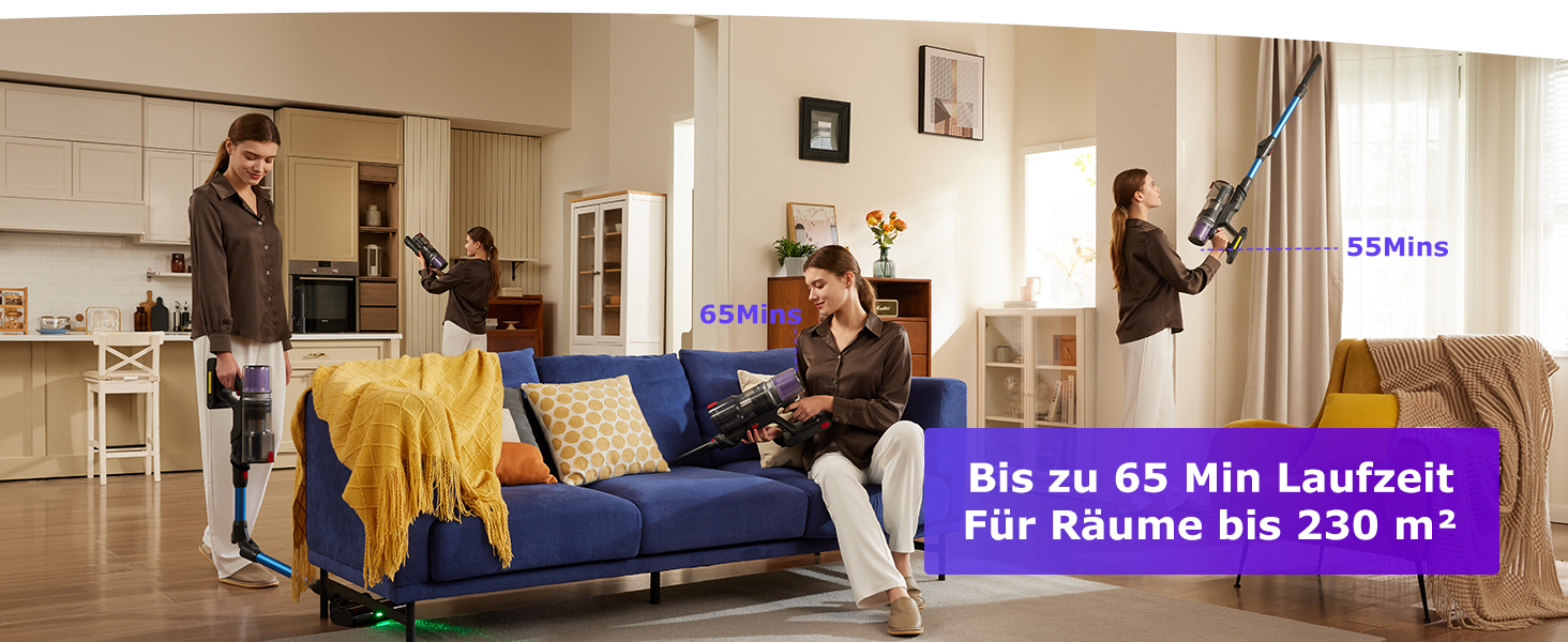 Бездротовий пилосос Proscenic P16 з акумулятором, 55 кПа, 550 Вт, 65 хв, гнучкий гофрований з'єднувач, GreenEye, щітка Anti-Tangle, для килимів, твердих поверхонь, шерсті домашніх тварин, автосалонів, блакитний