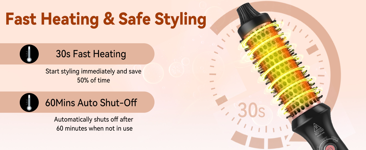 Мультистайлер для волосся 6 в 1 UKLISS Air Styler Set з дифузором, професійний фен-щітка 1000 Вт з LCD-дисплеєм, набір для укладки: локони, об'єм та вирівнювання, колір рожеве золото