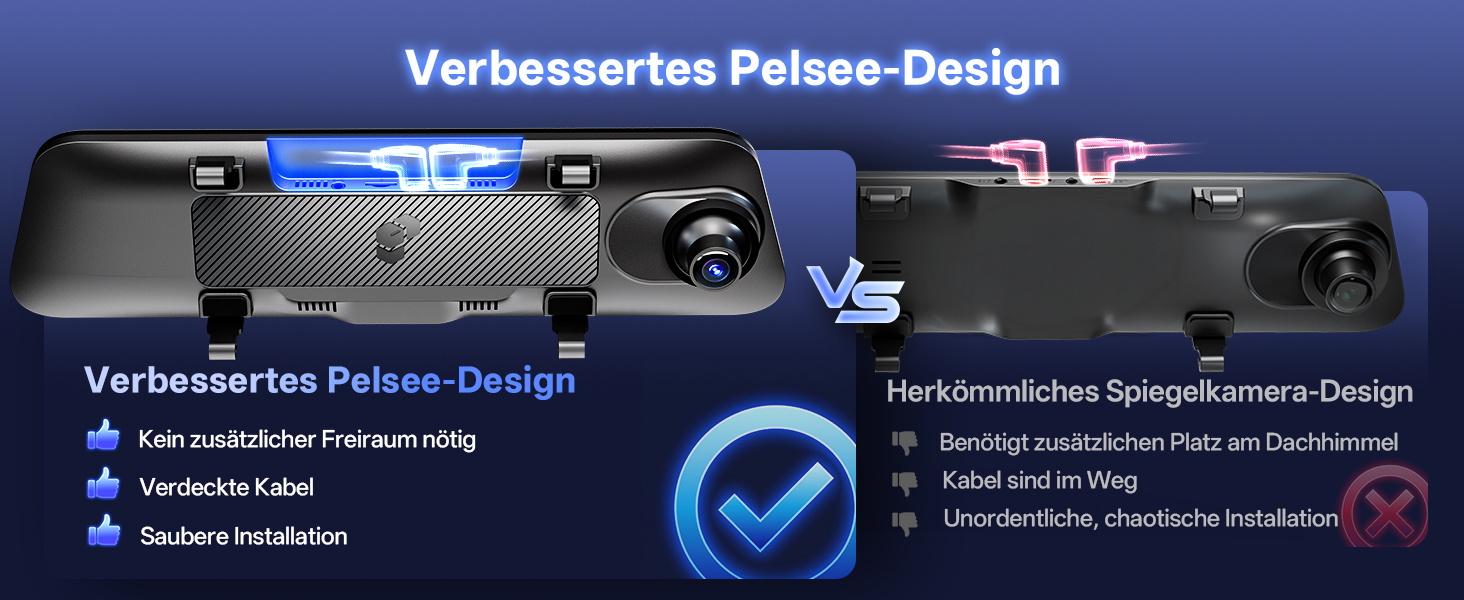 Відеореєстратор-дзеркало Pelsee S12 Native 4K + 2.5K, 12
