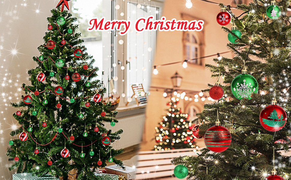 Набір прикрас на ялинку Ilauke, 44 шт. Ялинкові кулі пластикові червоно-білі, 3 та 6 см. Декорації для ялинки, різдвяний декор, вечірка, дім, весілля, Різдво, червоний, білий