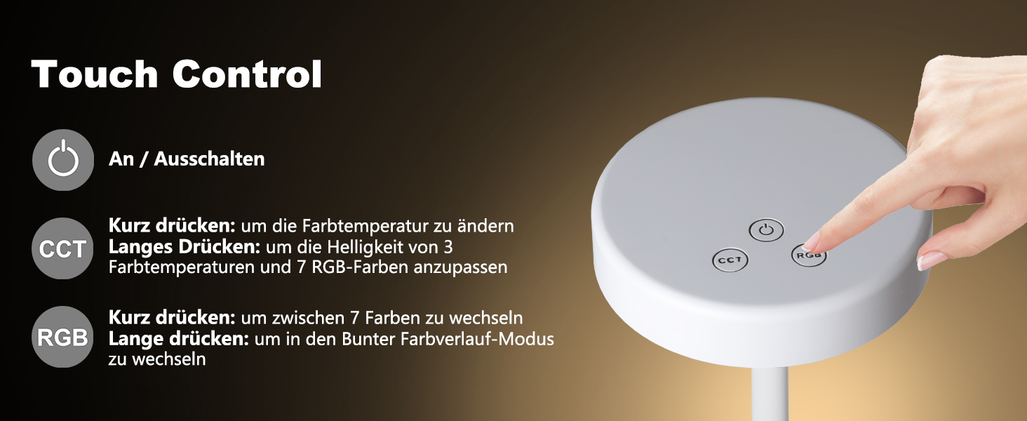 Бездротова LED лампа для столу з регулюванням кольору та яскравістю, сенсорне керування, для дому та кафе