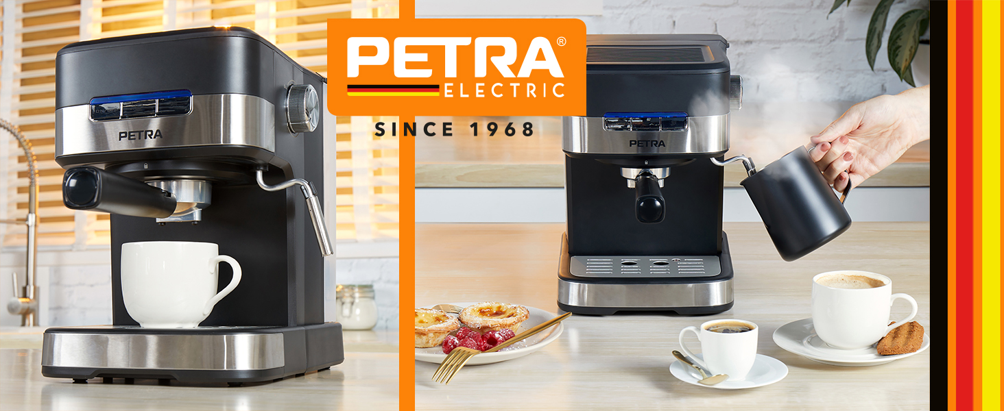 Кавоварка Petra Barista Pro 1,5 л, ріжкова з капучинатором, для еспресо і капучино, 15 бар, 850 Вт