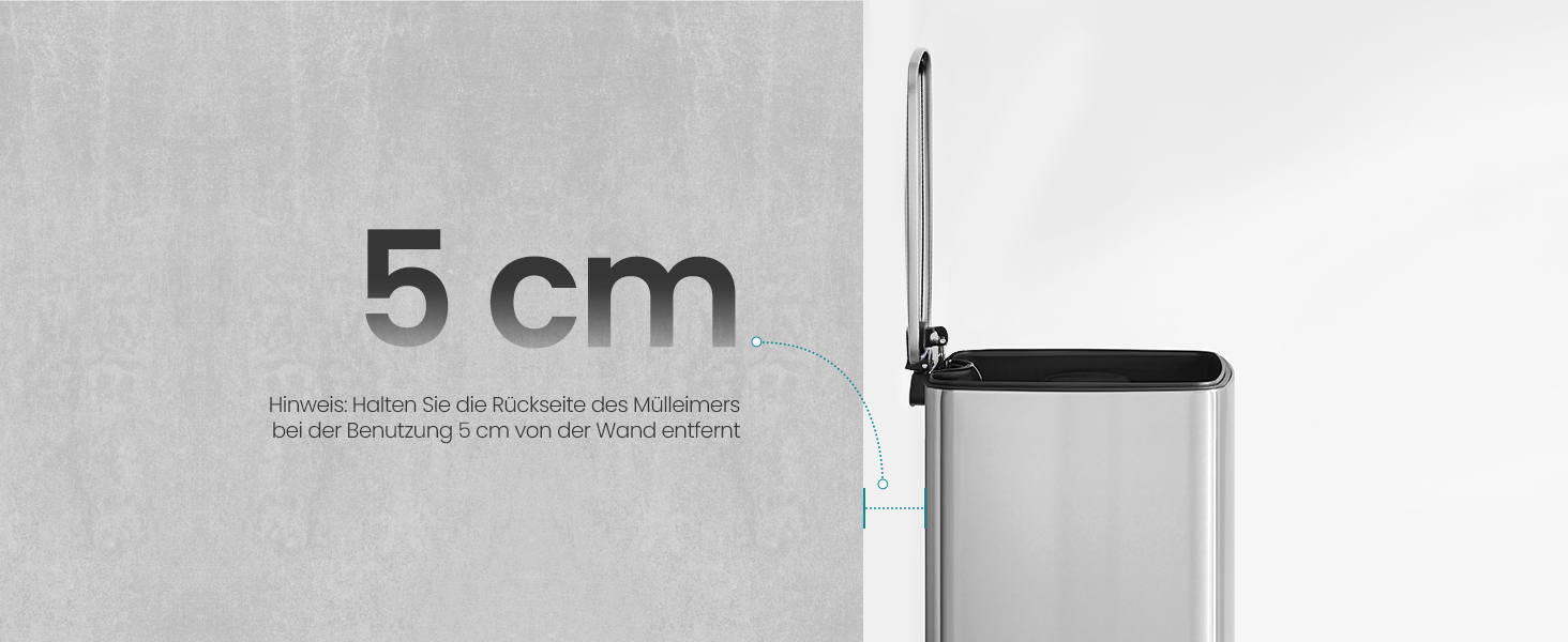 Відро для сміття SONGMICS з педаллю, 30 л, нержавіюча сталь, з внутрішнім відром, Soft-Close, LTB592E01