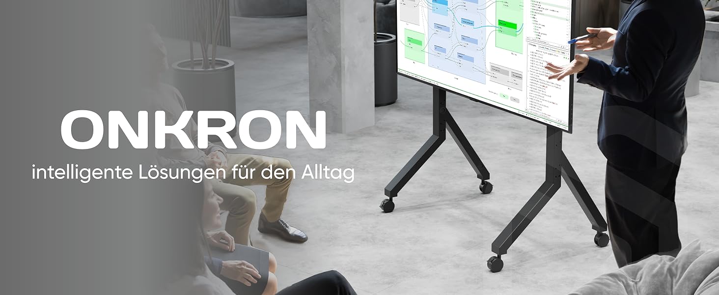 ONKRON Mobile TV Stand for 70-110 inch TVs - Height Adjustable Rolling TV Stand with Shelf, VESA 1000x800, Up to 120.5 lbs, Black
