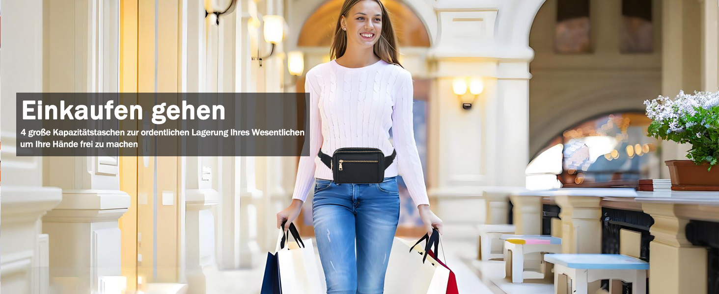 Чоловіча та жіноча поясна сумка Bauchtasche, стильна сумка на пояс для фестивалю, з регульованим ремінком та кількома кишенями, чорна. Підходить для бігу, спорту, прогулянок з собакою.