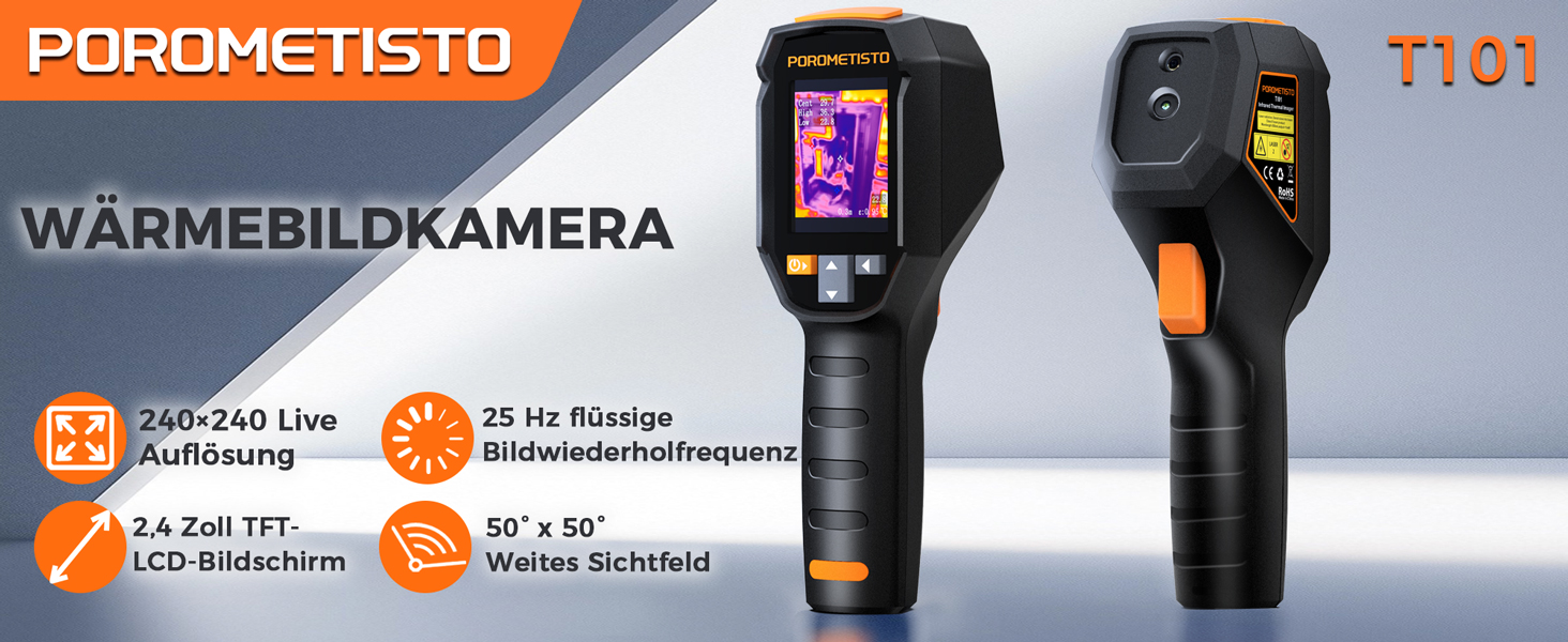 Професійна тепловізійна камера Handheld, 240 x 240, -20°C - 550°C, 15 колірних палітр, з лазерним покажчиком, для HVAC та інспекції будівель