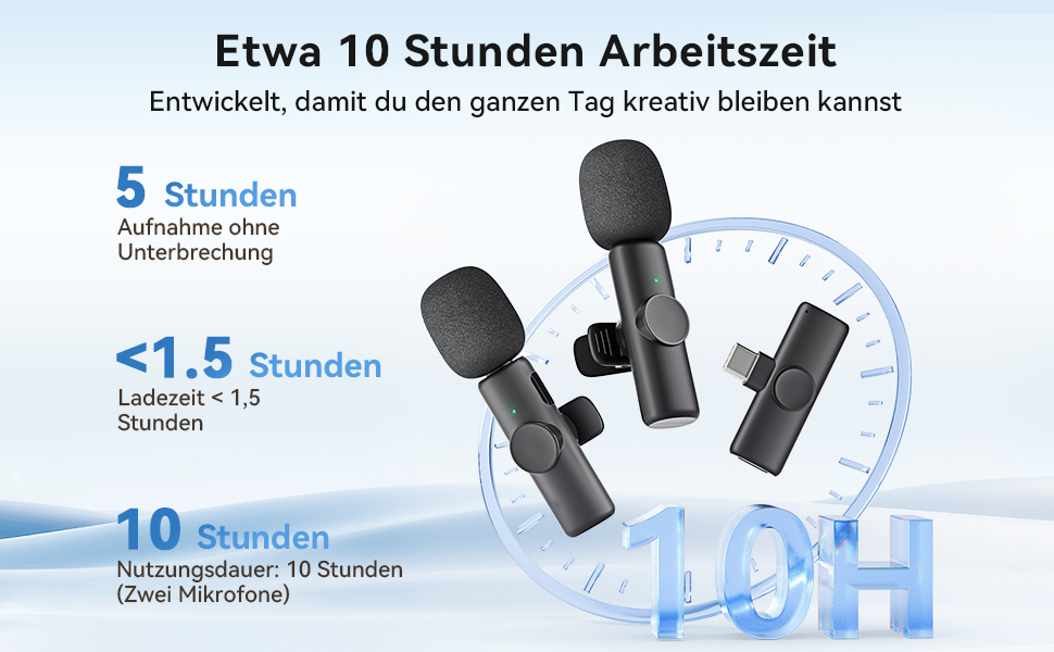 Беспроводной петличный микрофон 2 шт. для iPhone, iPad, Android, YouTube, TikTok, с шумоподавлением, Plug & Play, для видео, подкастов, черный