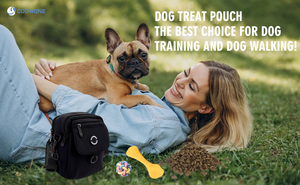 Сумка для собак COOWONE Leckerli-Tasche, чорна, водонепроникна, з тримачем для відходів, регульований плечовий ремінь, для дресирування, прогулянок