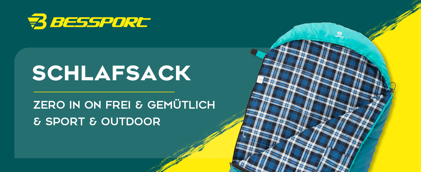 Спальний мішок Bessport фланелевий для кемпінгу 3-4 сезони -10°C-20°C | Зимовий, легкий, водонепроникний та теплий спальний мішок для дорослих та дітей, для подорожей з рюкзаком, кемпінгу, походів та подорожей. Фланелева підкладка, блакитний/зелений (-5°C)