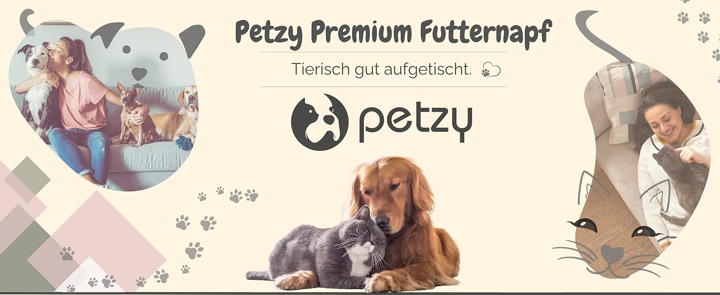 Преміум годівниця для собак/кішок Petzy Ceramic 1200 мл | Регульована висота, бамбукова станція, неслизька підставка, сіра