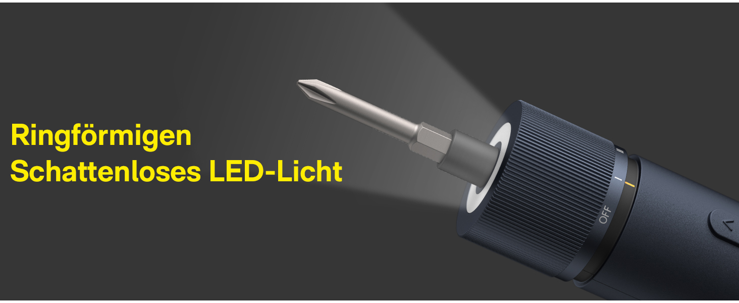 Акумуляторний шуруповерт HOTO з магнітом та 25 бітами, LED-підсвічуванням, 3 рівнями крутного моменту (1.5/3/4 Н.м), акумулятор 1500 мАг, зарядка USB-C, для ремонту меблів та електроприладів