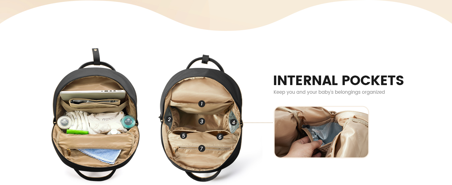 Рюкзак-переноска LOVEVOOK для мами та тата: рюкзак-сумка для догляду за дитиною з пеленальною підкладкою та ременями для дитячої коляски, чорний M