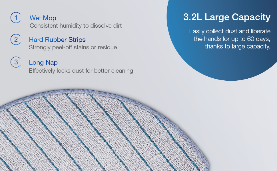 Робот-пилосос ECOVACS DEEBOT N20 з функцією миття підлоги, 8000Pa, PureCyclone Station, без мішка, захист від заплутування волосся, до 300 хвилин роботи, білий