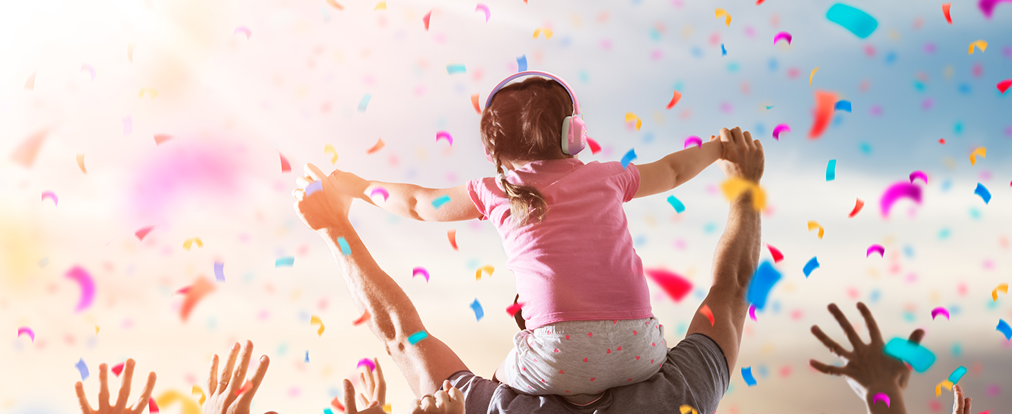 iClever навушники з шумозаглушенням для дітей (Рожеві котячі вушка) (Рожеві та фіолетові)