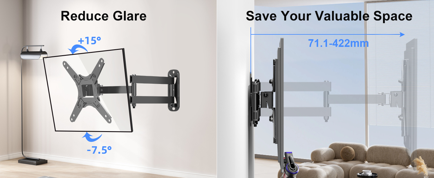 Кріплення для телевізора Suptek TV-Wandhalterung 13-42 дюйми, поворотне, нахильне, чорне, до 20 кг, VESA 200x200 MM, MA1345