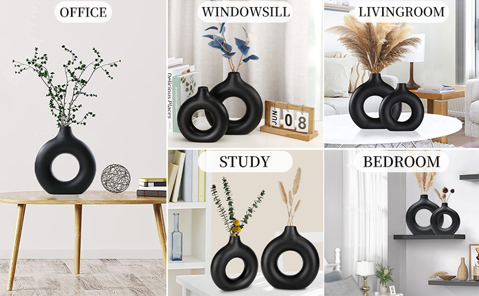 Набір ваз для квітів з кераміки (2 шт.) - білі, для сухоцвітів та декор інтер'єру