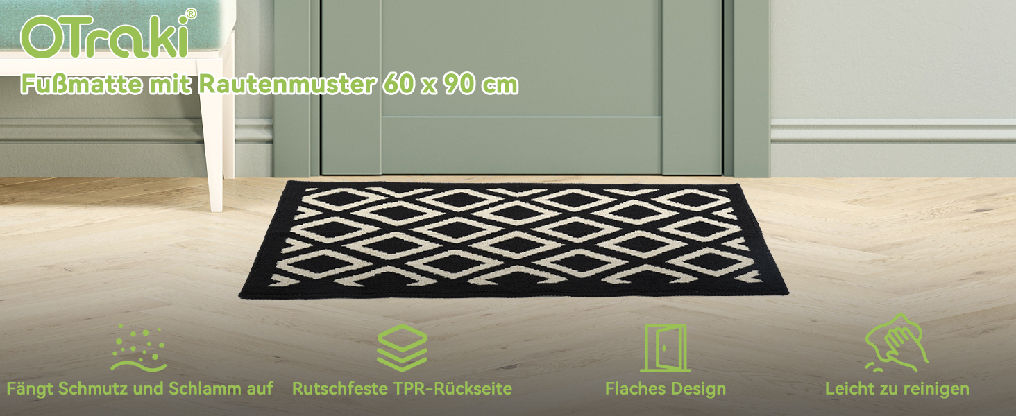 Килимок для дому OTRAKI, 60x90 см, антиковзаюча підлога, легко миється, для собак, вітальні, входу, кухні, тераси