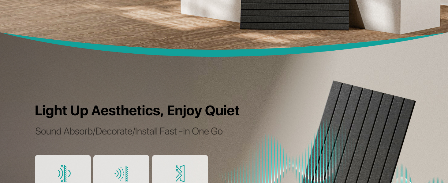 Акустичні панелі Soundsbay самоклейні для звукоізоляції та декору стін, 120×60×0.9 см, чорні (3 шт, 2.16 м²)