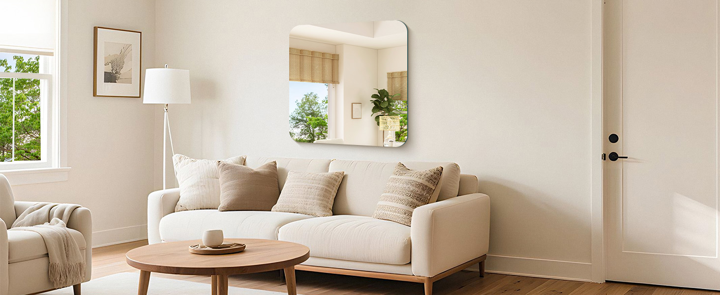 Рамковий настінний дзеркало 75x75 см без рами для ванної, спальні, вітальні. Можливість вертикального та горизонтального кріплення