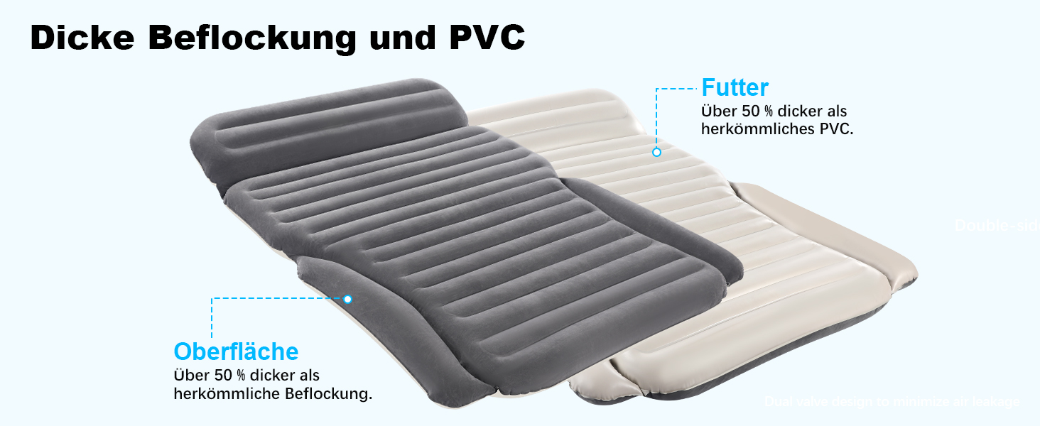 Надувна повітряна матрац для авто SUV, вантажівки та кемпінгу KMZ – портативне, товсте ліжко для автомобіля з електропомпою та 2 подушками