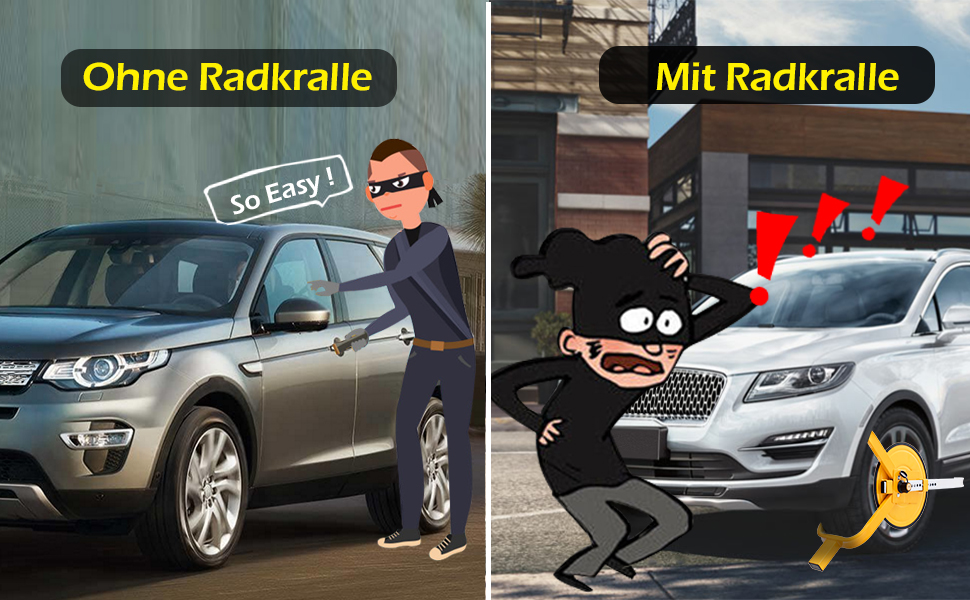 Протикрадіжний замок на колесо COSTWAY для авто, причепів, 13-15 дюймів, жовтий, блокіратор колеса, паркувальна скоба