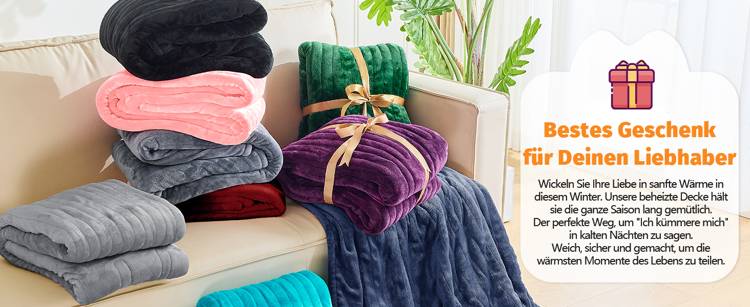 Електрична ковдра BOMOVA з автовимкненням, плюшева ковдра для дому, 10 температурних режимів, таймер, 130x180 см, сірий колір