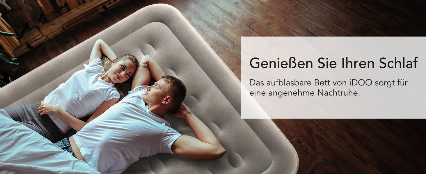 Надувний матрац iDOO самостійно надувний, 2 особи, з електричним насосом, для кемпінгу, 152x203x46 см, 295 кг