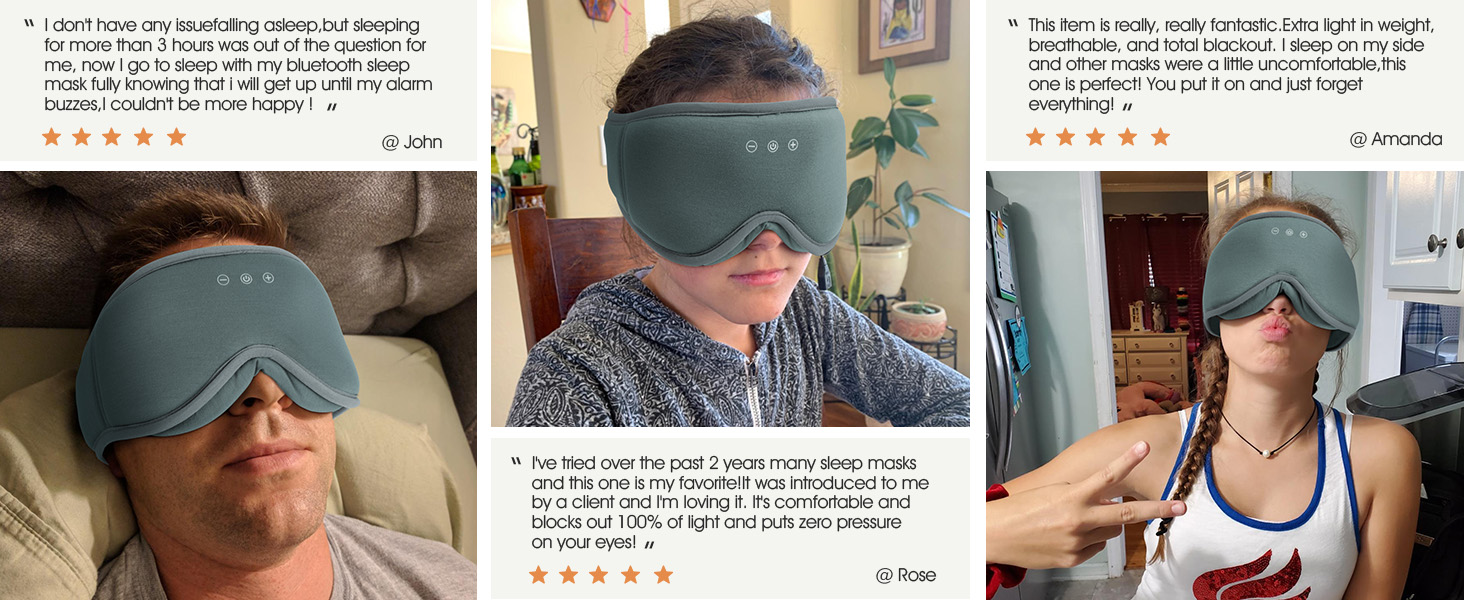 Сліп-маска з навушниками MUSICOZY з бамбука та бавовни, Bluetooth v5.4, 3D, для тих, хто спить на боці, з мікрофоном, сірий колір