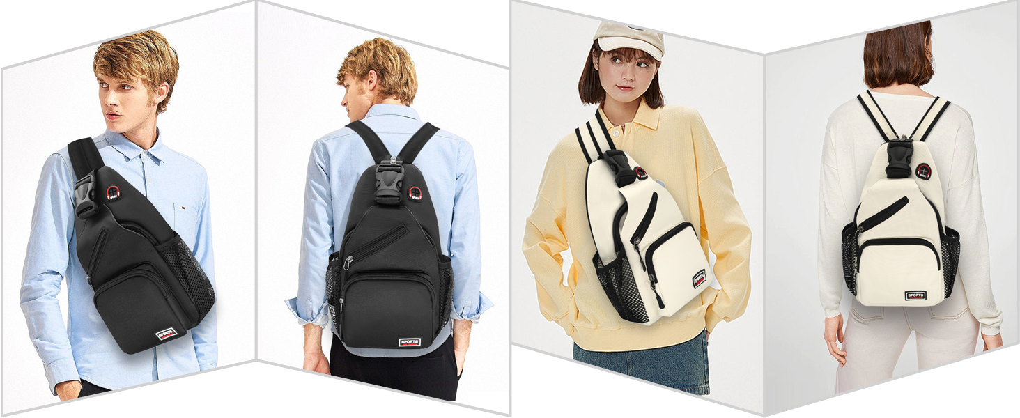 Сумка-слінг через плече для жінок та чоловіків. Рюкзак Oxford, Crossbody, спортивна сумка, Casual Daypack для подорожей, спорту та шопінгу (Білий)