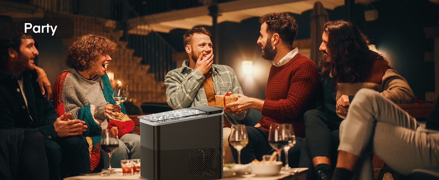 Машина для приготування льоду FOHERE, 14 кг/24 год, 9 кубиків за 5 хвилин, самоочисна, з лопаткою та кошиком, 2 розміри кубиків, для дому/офісу/бару/RV