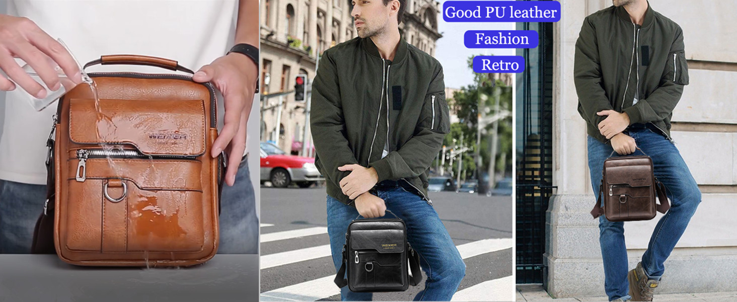 Чоловіча шкіряна нагрудна сумка-слінг, водонепроникна, для подорожей, велоспорту та кемпінгу (темно-коричнева)