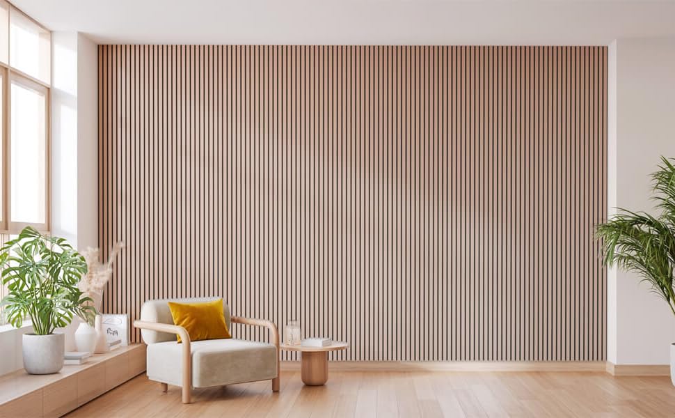 Акустичні панелі Arebos 10x60 см, настінна ламельна стіна в стилі темного дуба для стін та стелі, шумопоглинаючі декоративні панелі (набір 4 шт.)