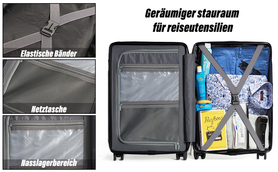 Чемодан ручної поклажі TANTOMI з відділенням для ноутбука, 20 дюймів, жорсткий корпус, легкий ABS-валіз, валіза з 4 колесами на 360°, TSA-замок (світло-темно зелений, 41л)