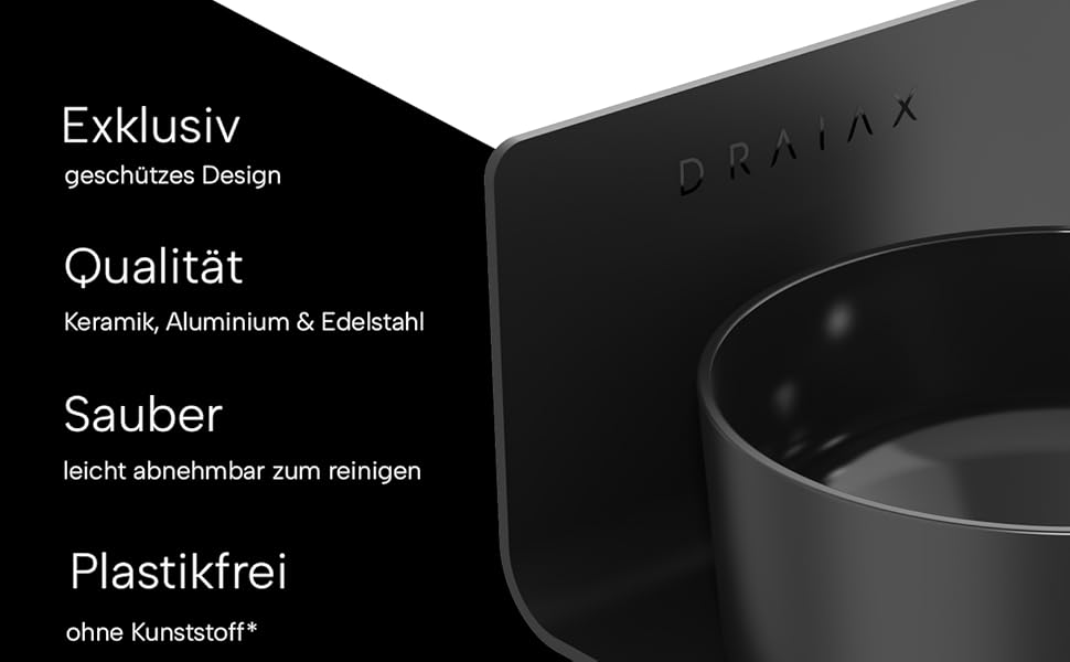 Миска для собак DRAIAX ElegantFeed M з кераміки – чорна, матова зовні, глянцева всередині