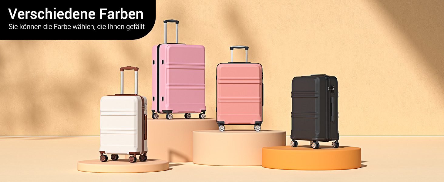 Чемодан-валіза KONO з ABS+PC: міцний, з TSA-замком та 4 колесами (52 см, чорний)