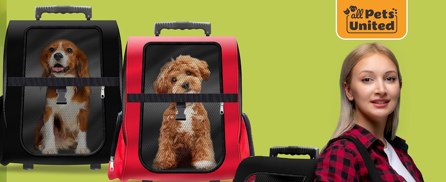 Тролей для собак та котів All Pets United - переносна сумка-транспортування для домашніх тварин (Чорний, Червоний)