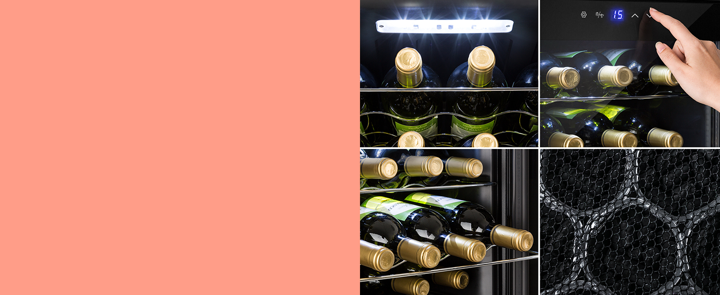 Klarstein Wine Cooler Fridge - 16 Bottle, 42L Compact Wine Refrigerator with Glass Door - Indoor/Outdoor Use - 5-18°C Temperature Range - Black