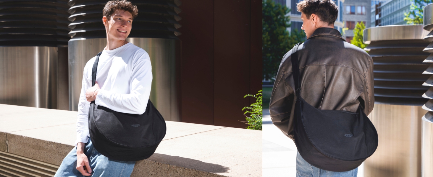 Сумка через плече LARKSON Solveig Medium бежева - Містка напівмісяць, водонепроникна (6.5 л)