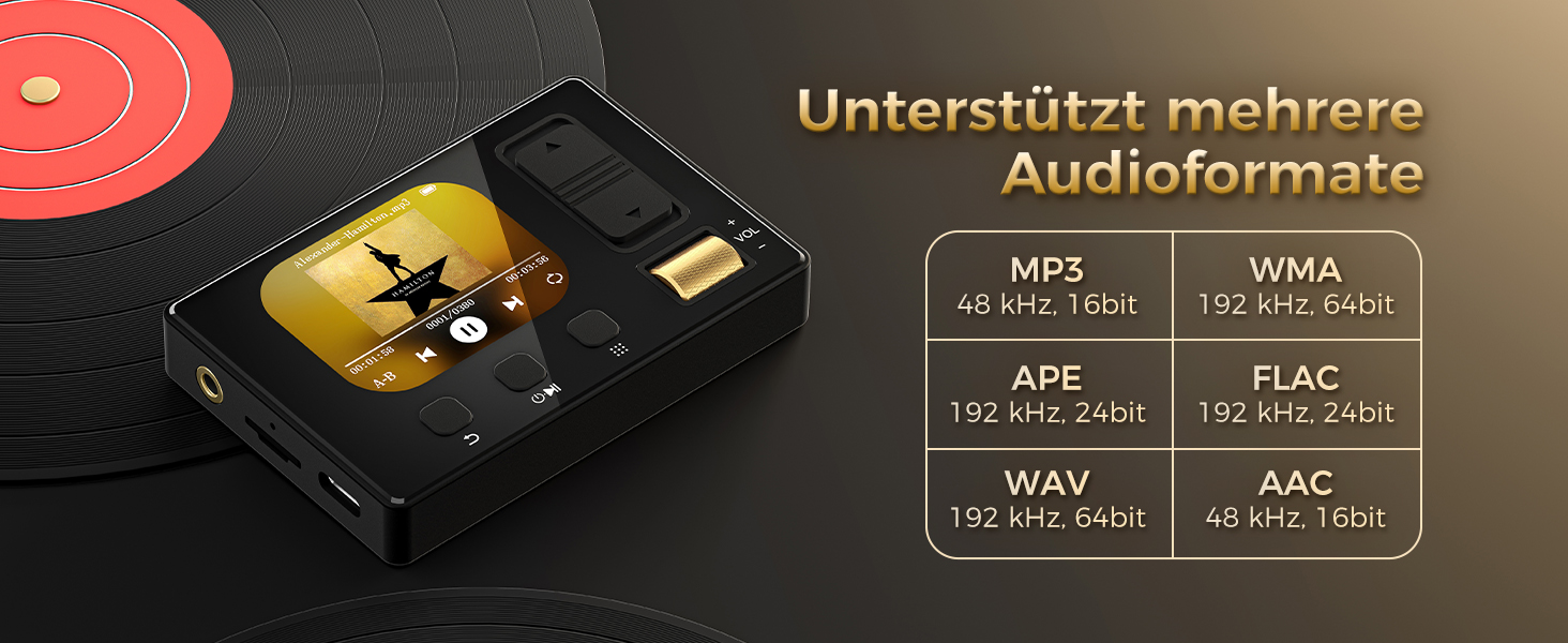 MP3 плеєр 32GB з Bluetooth 5.3, HiFi звук, для дітей, чорний. Радіо FM, підтримка TF карти до 128GB, еквалайзер, навушники в комплекті